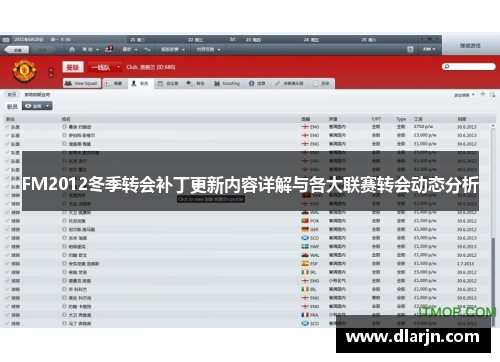 FM2012冬季转会补丁更新内容详解与各大联赛转会动态分析